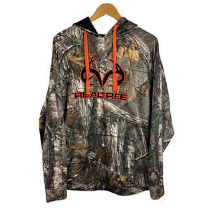 Real Tree Xtra Camo Men's L Performance Logo Hoodie‎ Pullover Sweatshirt Antlers
